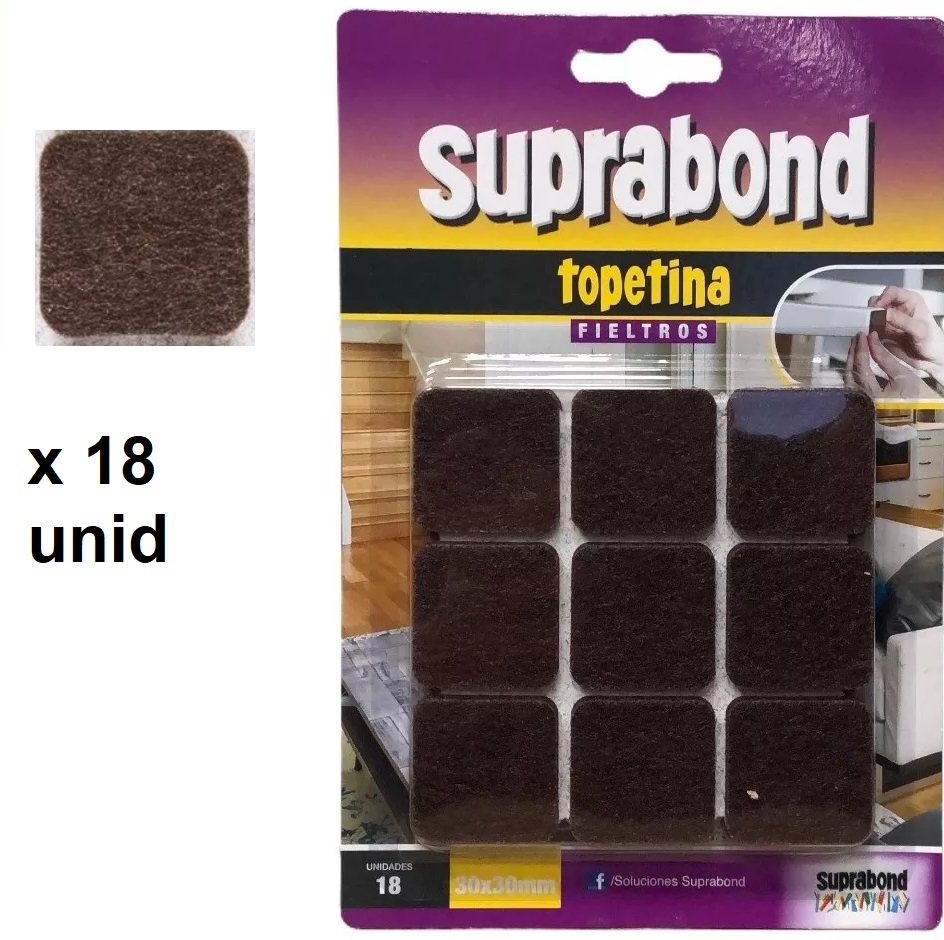 TOPETINA CUADRADA FIELTRO MARRON  30MM X 18 UNID