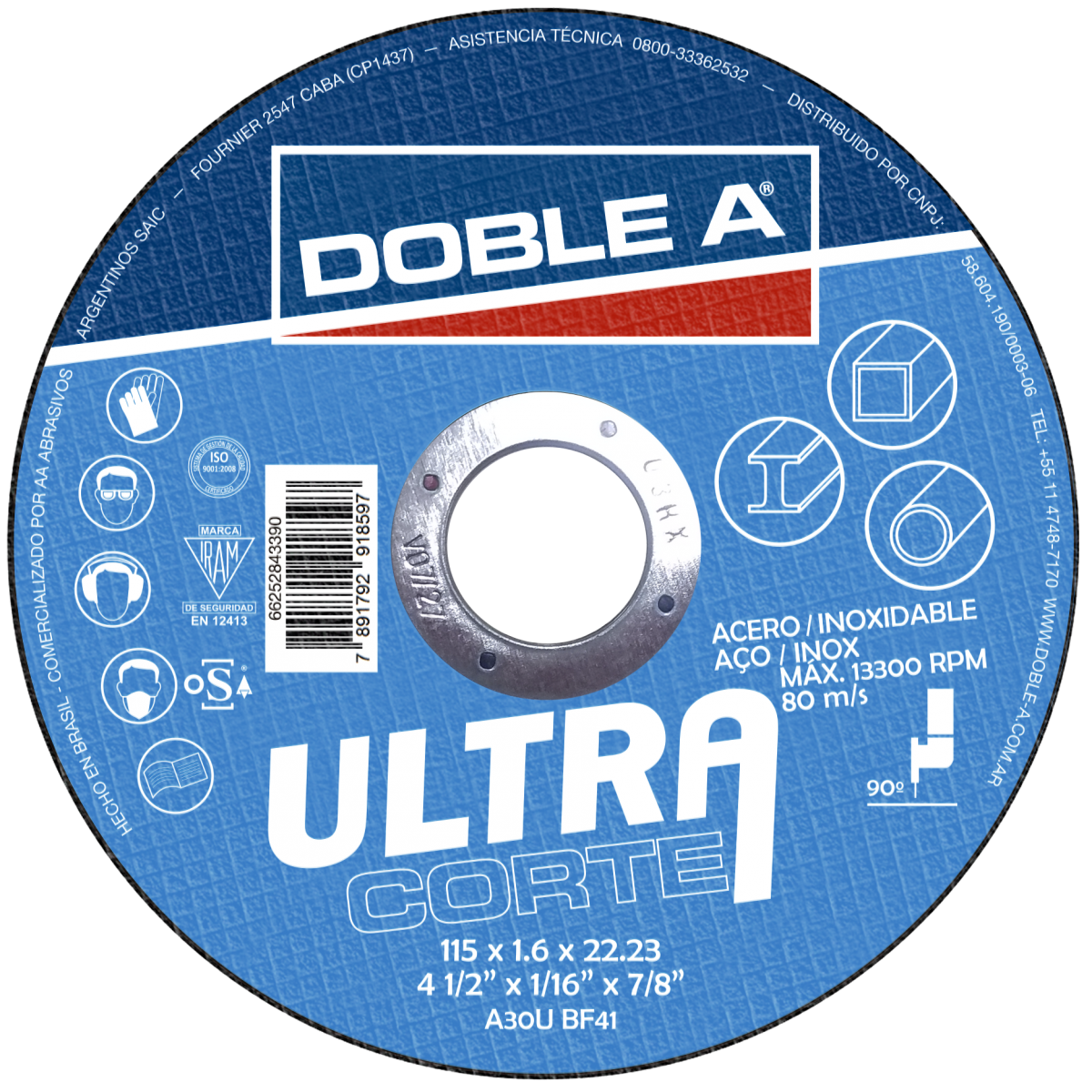 DISCO CORTE OXIDO ALUMINIO PLANO 7"(180X 1,6MM) T41 "AA"