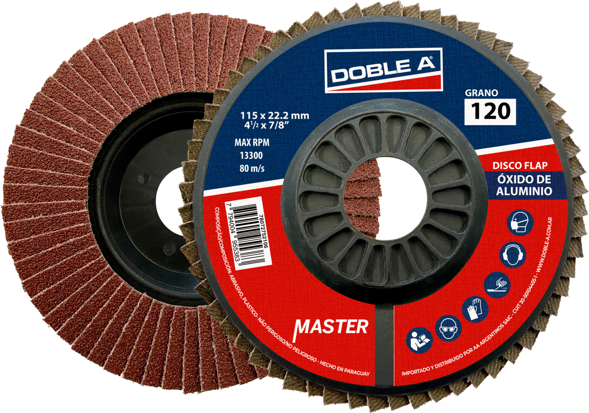 DISCO FLAP OXIDO ALUMINIO  FIBRA "AA" #120 4,5"(115MM)