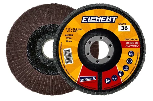 DISCO FLAP OXIDO ALUMINIO  FIBRA ELEMENT AA # 36 4,5"(115MM)
