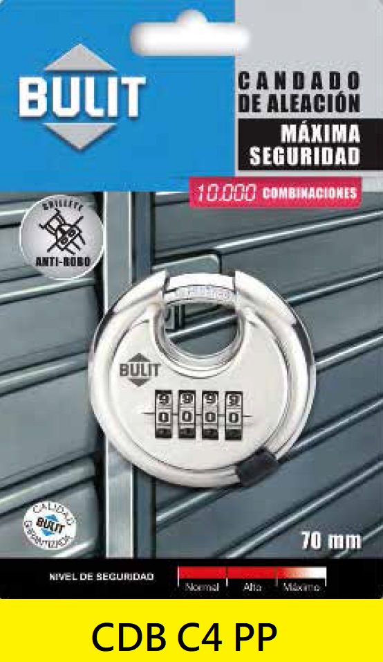 CANDADO BULIT DE ALEACION  4 COMBINACION  70 MM PERSIANAS