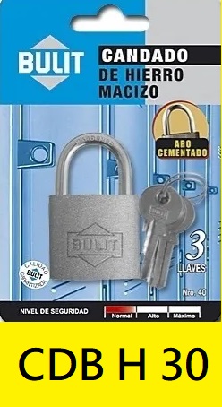 CANDADO BULIT DE HIERRO ARO CEMENTADO 30 MM