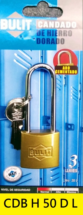 CANDADO BULIT DE HIERRO DORADO N° 50 ARCO LARGO