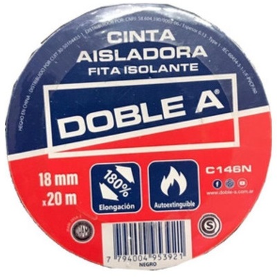 CINTA AISLADORA NEGRA "AA" 18MM X 20MTS