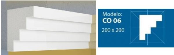 CORNISA EXTERIO MODELO 06 EPS DENSIDAD 20 - 200X200X2000 SIN REVESTIMIENTO